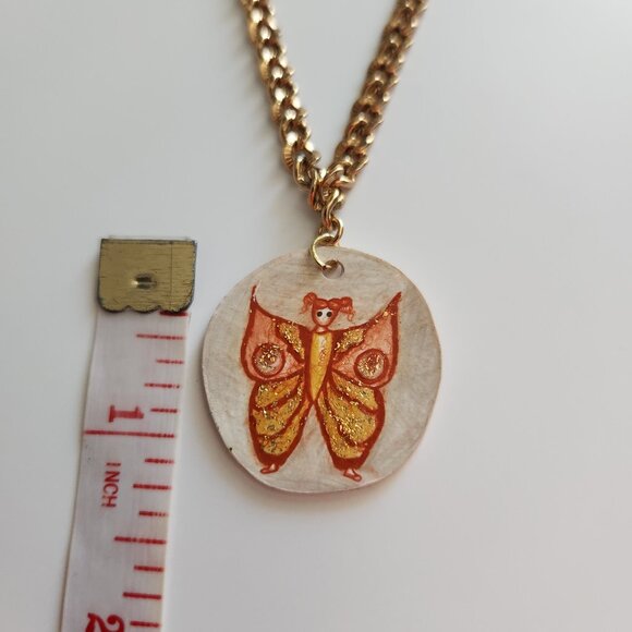 Fairy butterfly pendant on a gold chain necklace - Picture 4 of 7